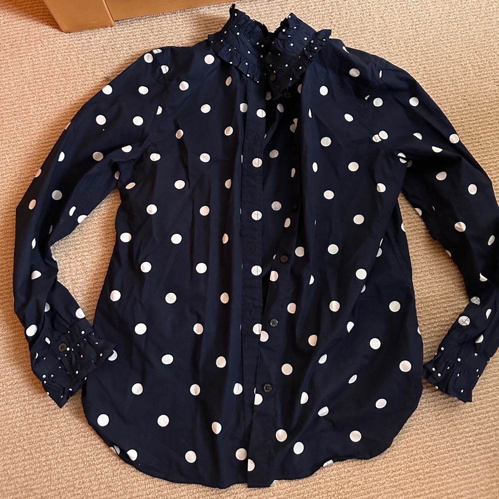 Jcrew ruffle trim collar button down